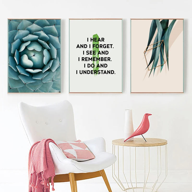 Скандинавский постер домашний декор лист холст живопись натуральный зеленый