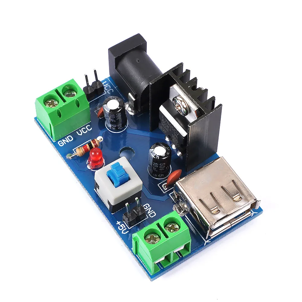 1 шт 7v 15V to 5V модуль питания 9V 12V 7805 теплоотвод с переключателем # Hbm0354|Интегральные