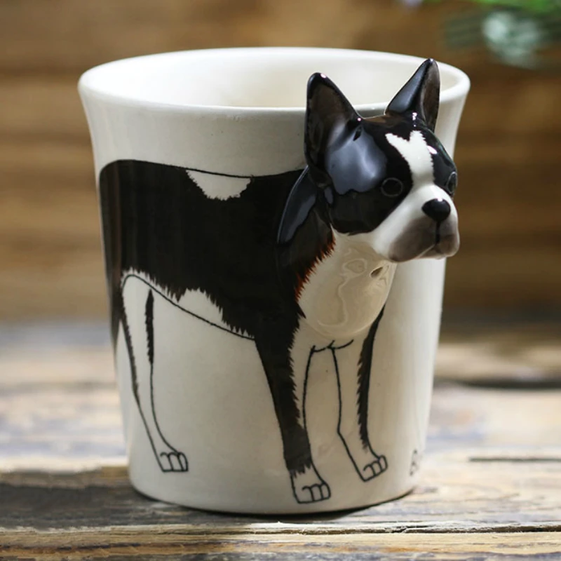 Boston Terrier 200 мл РУЧНАЯ рисованная животная собака кофейная чашка креативная Бостонский терьер керамическая чашка мультяшная Подарочная кружка для кофе офисные чашки для воды вечерние подарки - Цвет: Boston Terrier