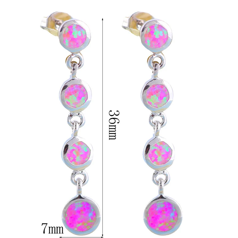Beautiful Pink earrings for girls wonderful Fire Opal Silver Stamped Fine Fashion Jewelry Drop Earrings OE388 | Украшения и