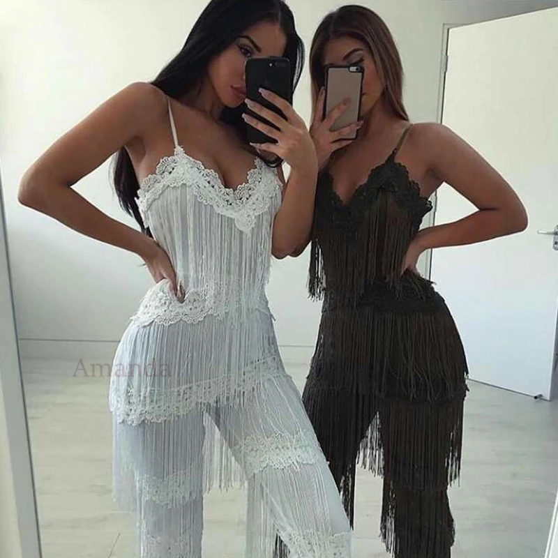 Женский комбинезон с кисточками Подиумные комбинезоны как у знаменитостей