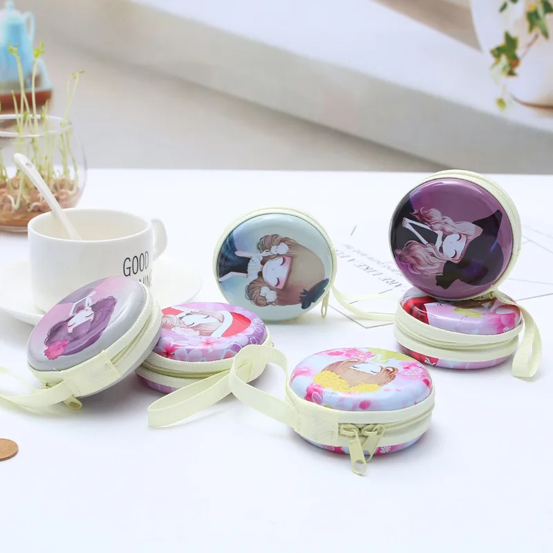 12 шт./лот новая модель милая девушка круглая жестяная железная коробка/мини