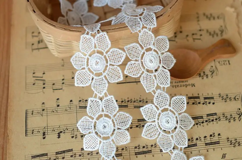 Аксессуары белые кружевные растворимые цветы ширина 5 см|lace cm|flower lacewhite lace |