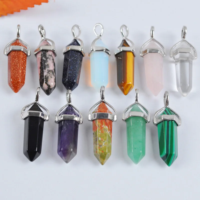 Mixed Stone Rose Crystal/Tigereye/Opal/Lapis/Purple Crystal/Rhodonite/Green Aventurine GEM Pendant Jewelry (12 pcs/lot) S2001 | Украшения и