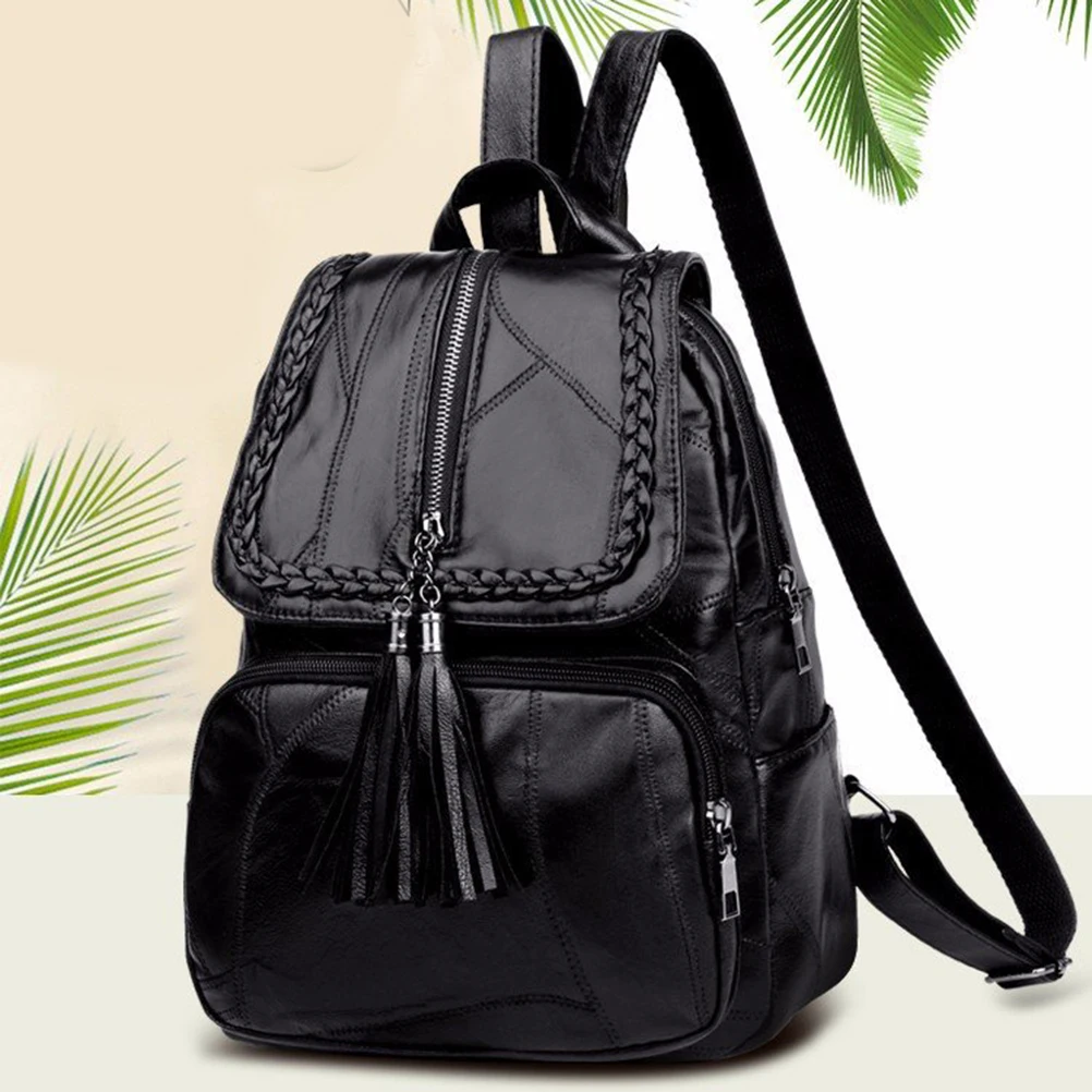 Черные повседневные Рюкзаки из искусственной кожи для женщин шоппинг