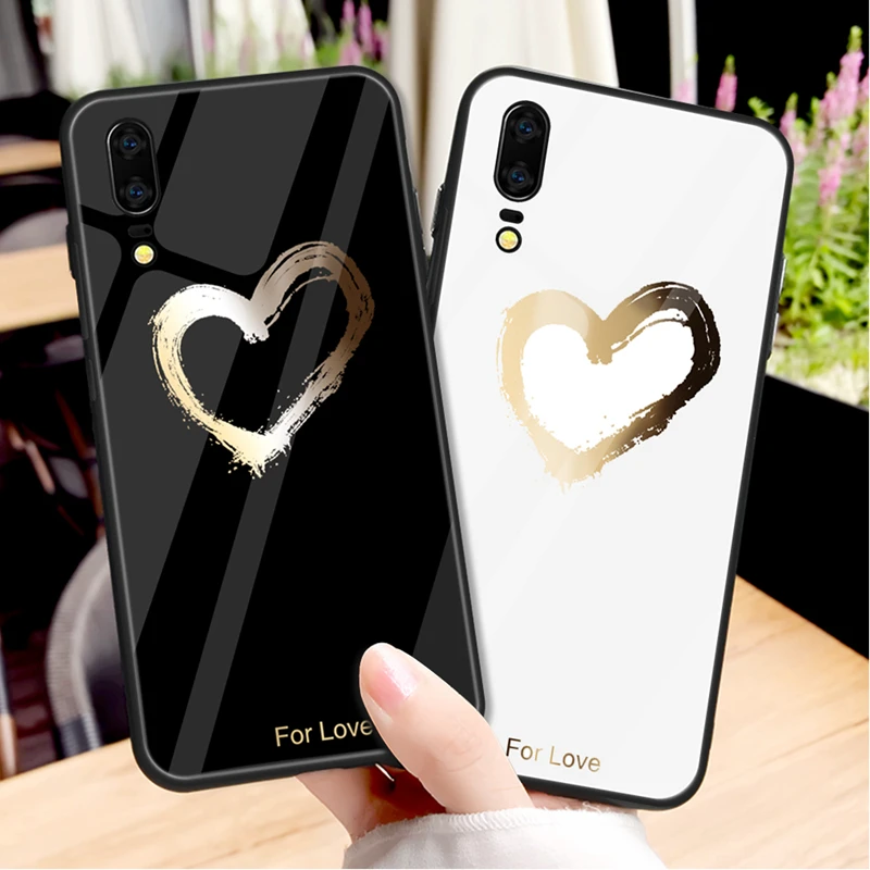 Модный чехол для телефона из закаленного стекла Huawei P20 Lite Pro Mate 20 10 Nova 3 3i Green Plant Heart