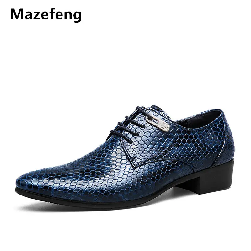 Mazefeng/2018 мужские туфли на плоской подошве из лакированной кожи Мужская деловая