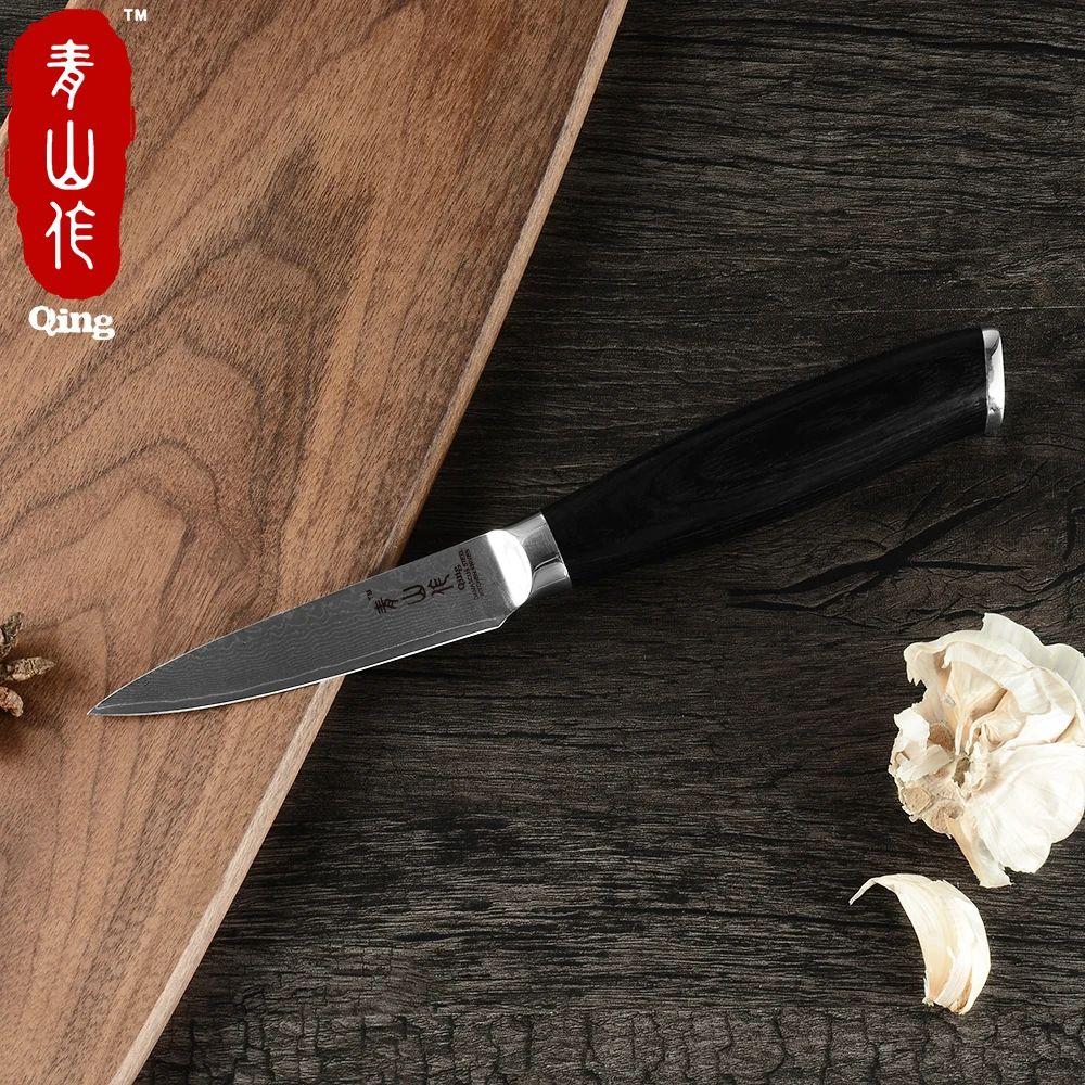 QING Дамасские наборы кухонных ножей 5 &quotутилита + 3 5&quot паринг 2-кусок 67 слоев