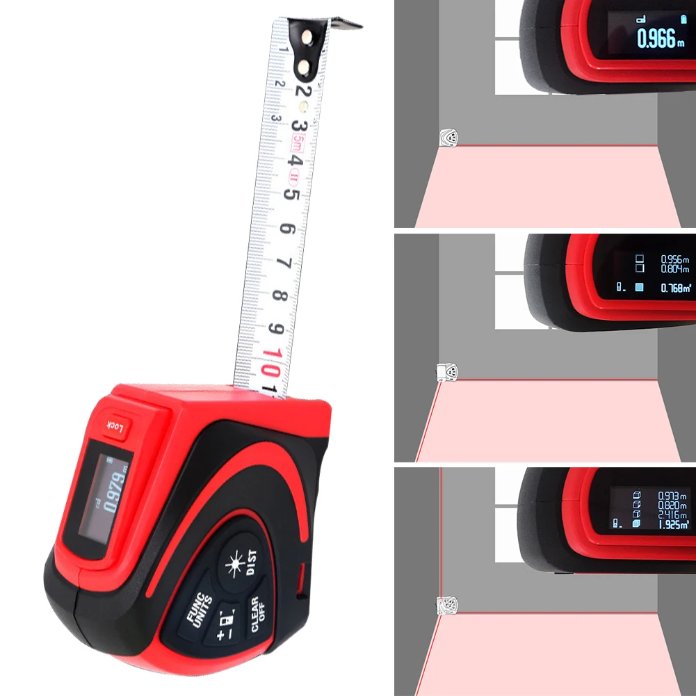 2 In 1 Rechargeable Infrared Built Battery LCD Display Port Distance Meter Measure High Accuracy USB Charging Digital Tape | Инструменты
