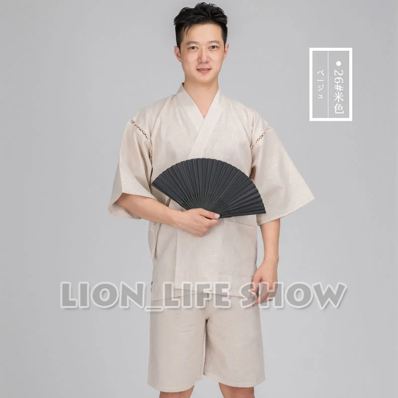 Японское летнее мужское кимоно Jinbei штаны с коротким рукавом одежда для сна