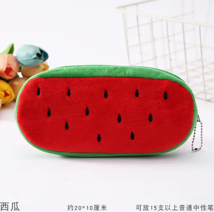 1pc Kawaii моделирование фрукты пенал с животными короткие плюшевые Школьные Канцелярские ручки сумка для девочек и мальчиков школьные принадлежности - Цвет: 1pc