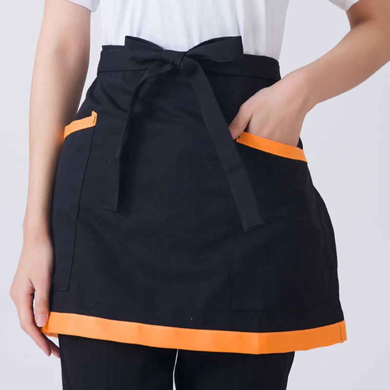 Style-6 Поясные полукороткие фартуки для ресторана официантка гостиницы официанты рабочие фартуки с карманом черные белые кухонные аксессуары для приготовления пищи - Цвет: Style-6