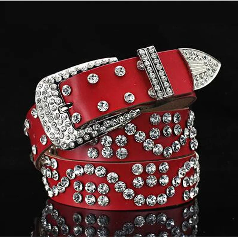 New fashion Female leather belt female full of diamond drill wide Rhinestone belts cinto feminino for women SHIERXI | Аксессуары для