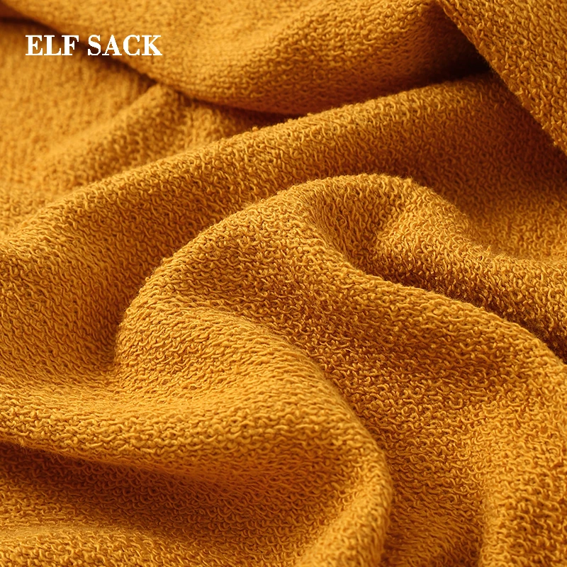 Женское платье с длинным рукавом ELF SACK хлопковое прямое до колена буквенным
