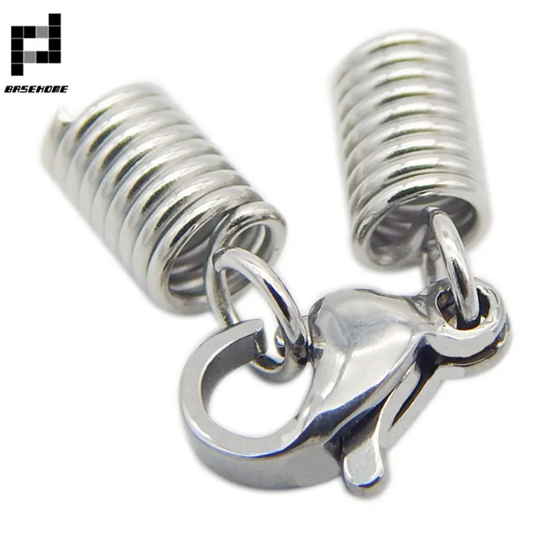 BASEHOME 10pcs/lot Stainless Steel End Caps Hook Claps Fastener Clasps Fit Cord Clips DIY Leather Bracelet Connector | Украшения и