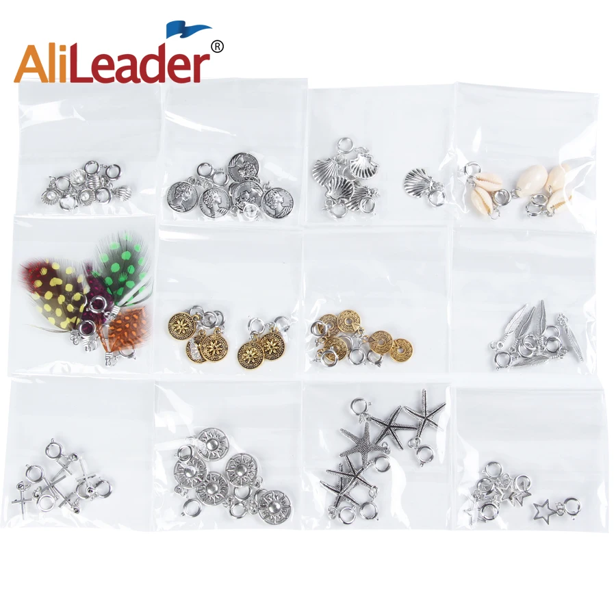 Alileader 5pcs/pack 12styles Feather Beads Hair Cuffs african braids accessories latch hair clip diy jewelry for | Шиньоны и парики