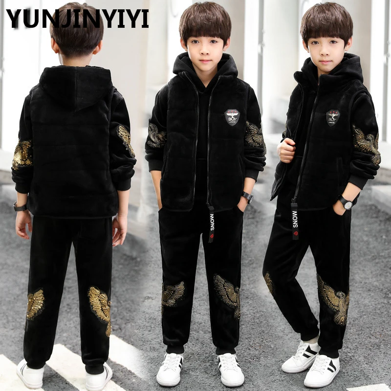 YUNJINYIYI Children's Clothes For The Boy Sports Suit Three-piece autumn and winter Boys kids clothes |