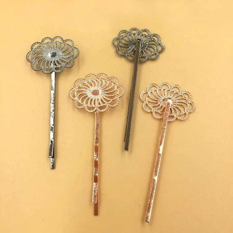 20*26 мм филигранные Цветочные Шпильки &quotБобби&quot Основы металлические заготовки