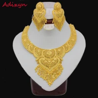 luxury necklaceearrings jewelry set for women girls gold color elegant arabethiopian bridal weddingparty gifts
