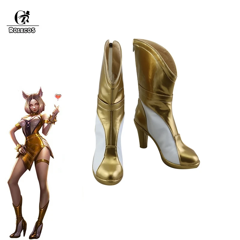 Обувь для косплея ROLECOS Prestige Edition Ahri KDA Ари LOL сапоги обувь игр золотистая на высоком