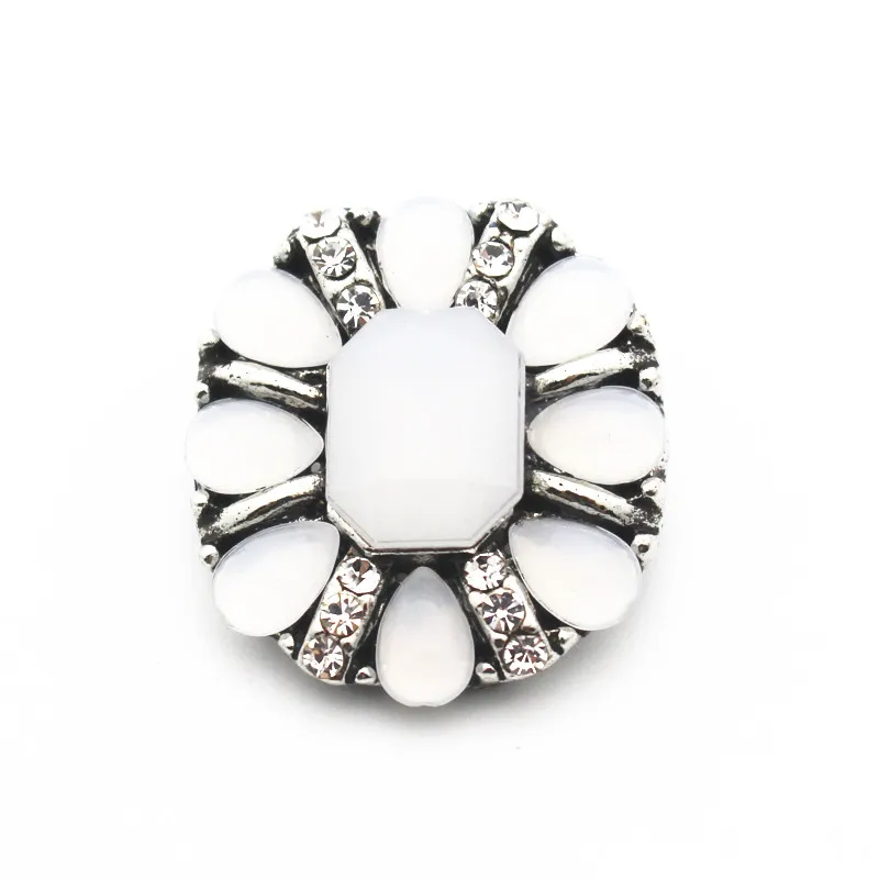 

New Style 10pcs/lot Metal Vintage White Rhinestone Stone Snap Buttons Fit 18mm/20mm DIY Snap Bracelet Necklace Jewelry Making