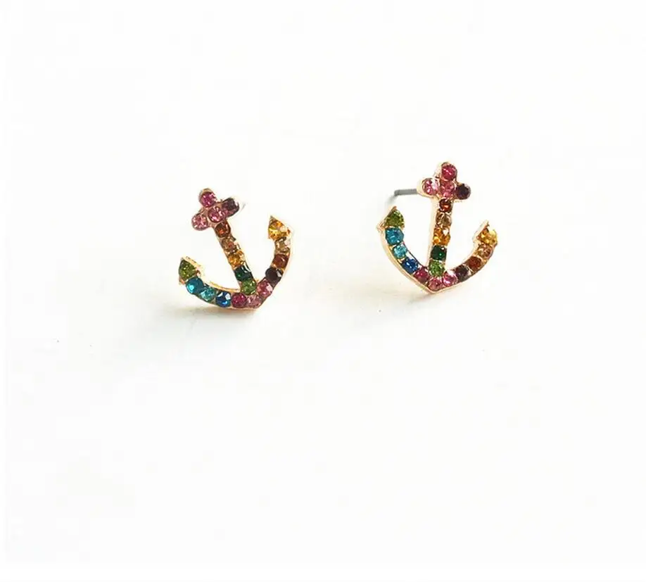 Мода Сладкая Симпатичные blue Anchor серьги женщины цвет серьга стад Ювелирные