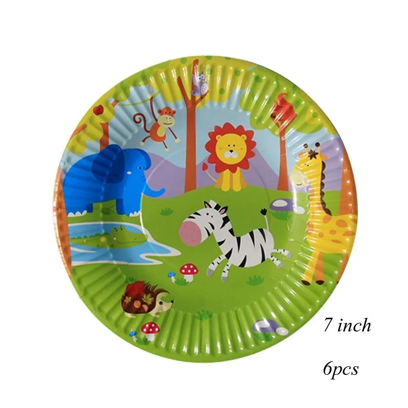 6pcs plates 1 компл. Динозавр тема фольги воздушные шары с днем рождения баннер детские игрушки Воздушные шары детский душ сафари День Рождения Декор поставки - Цвет: 6pcs plates