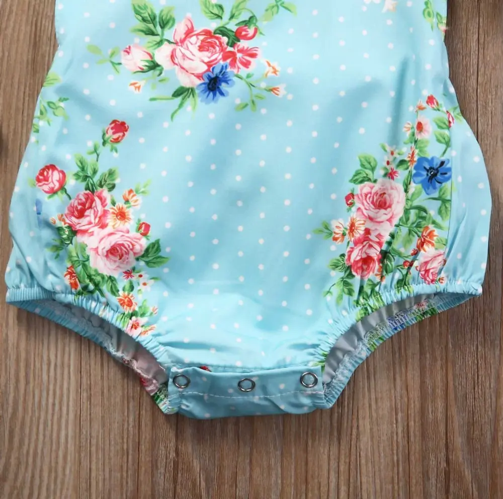 Боди для маленьких девочек с коротким рукавом цветочным принтом и открытой
