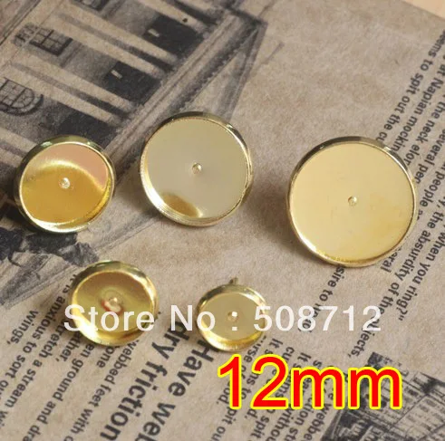 Free shipping!!! EP087 500sets 12mm  Stud Earring Blanks Base Tray Bezel Cameo Setting Post Bullet Stopper Back