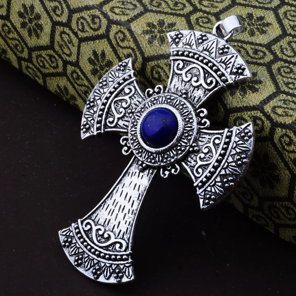 Natural Quartz Stone Beads Cross Pendant Opal Black Onyx Tiger eye Howlite  Free Leather Chains Necklace