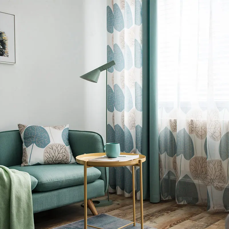 Nordic Big Leaves Modern Minimalist Green Curtains for Living Dining Room Bedroom. | Дом и сад