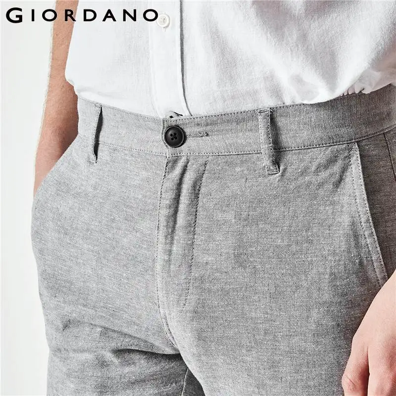 Giordano Мужские штаны из льна и хлопка Pantalon Homme карманы на молнии пуговицах