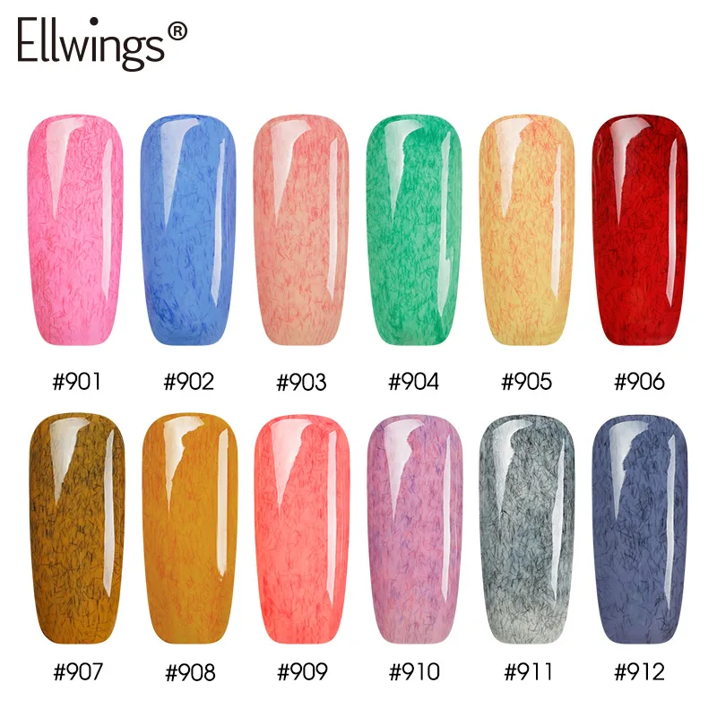 Ellwings 1 шт. эффект искусственного меха замочить от УФ светодиодный лак для ногтей
