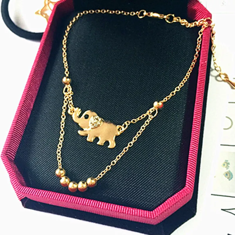 Vintage Gold Anklets for Women Elephant Pendant Charms Box Chain Beach Summer Foot Ankle Bracelet Wholesale Jewelry | Украшения и