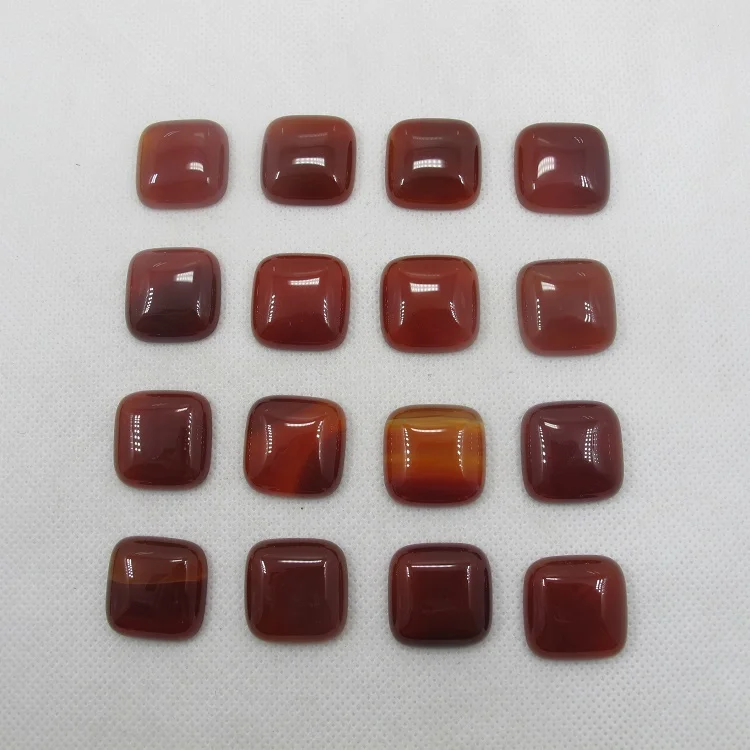 

Wholesale Natural Red Agates Carnelian Bead Cabochon 20mm Square Cushion Gem stone Jewelry Cabochon Ring Face 5pcs/lot