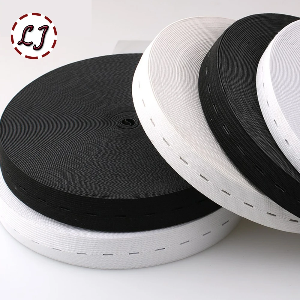 Черно белая эластичная регулируемая лента для пуговиц 15 мм 20 25 30 мм|buttonhole|buttonhole