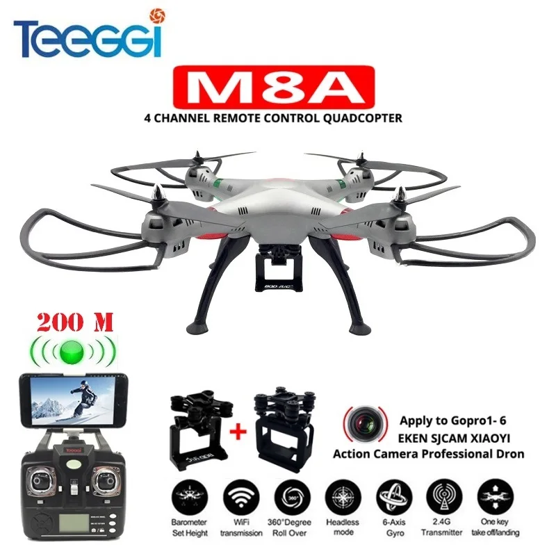 Teeggi M8A FPV системы RC Quadcopter Professional Drone с Gimbal для Gopro5/6 eken XIAOYI HD камера VS X8 X8HG вертолет