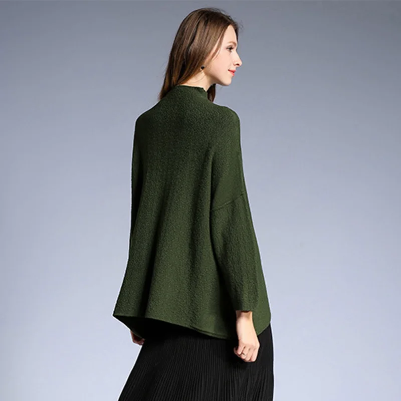 2020 Half-high Turtleneck Knitted Sweater Women Casual Pullover Female Elegant Autumn Winter Jumper Black/Green/Gray M010 | Женская