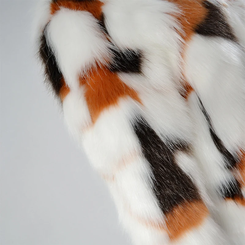 Элегантное пушистое пальто из искусственного меха женское теплое с длинным