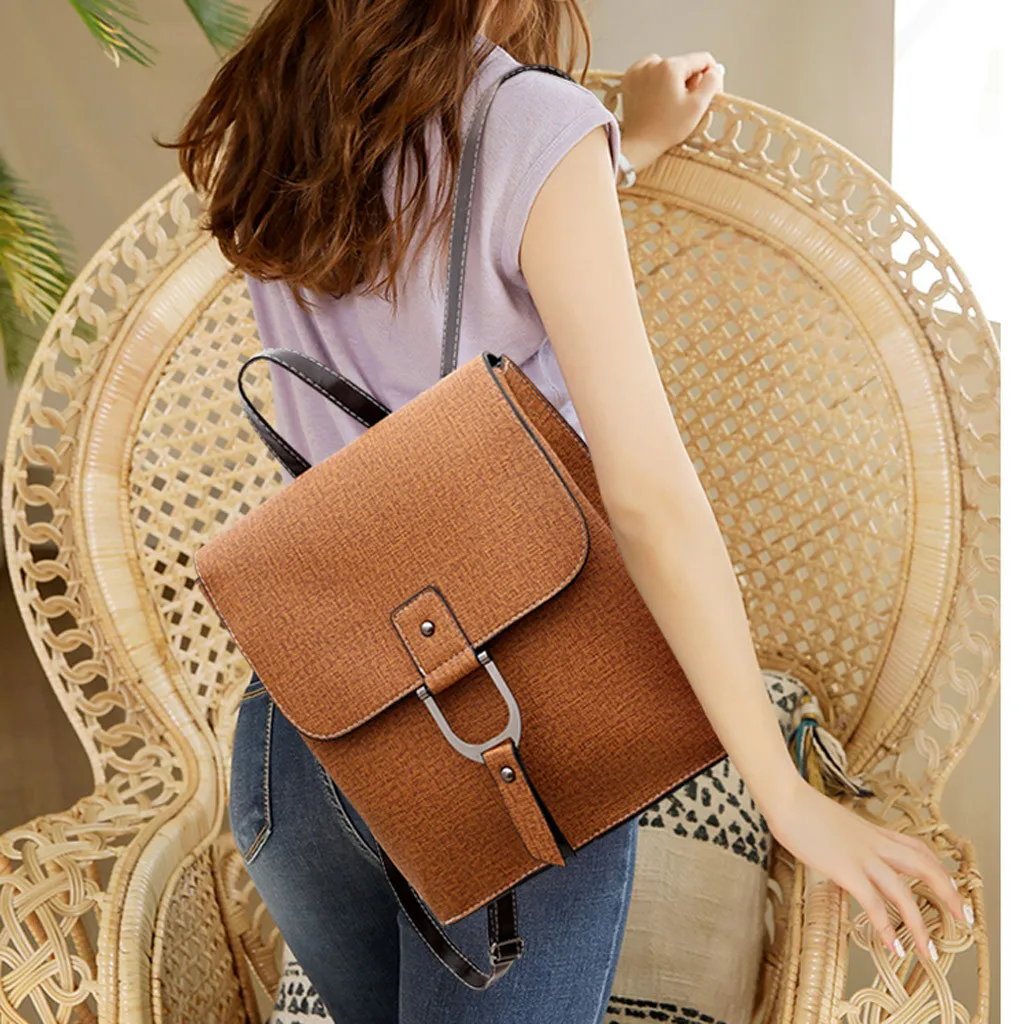 Женский рюкзак для студентов школьная сумка модная нейтральная однотонная на