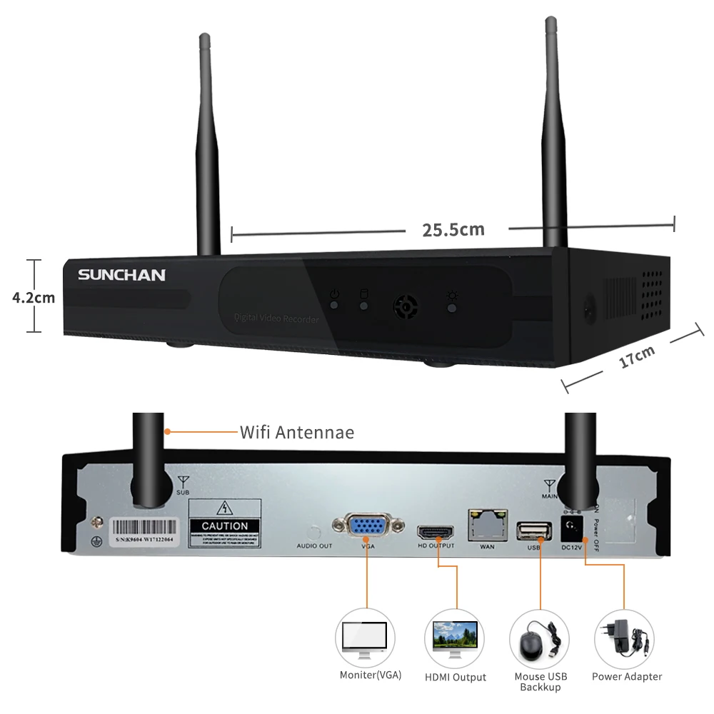SUNCHAN 8CH 1080P HD Беспроводная сеть/IP система безопасности камеры (WIFI NVR наборы) 8 шт. 2 0