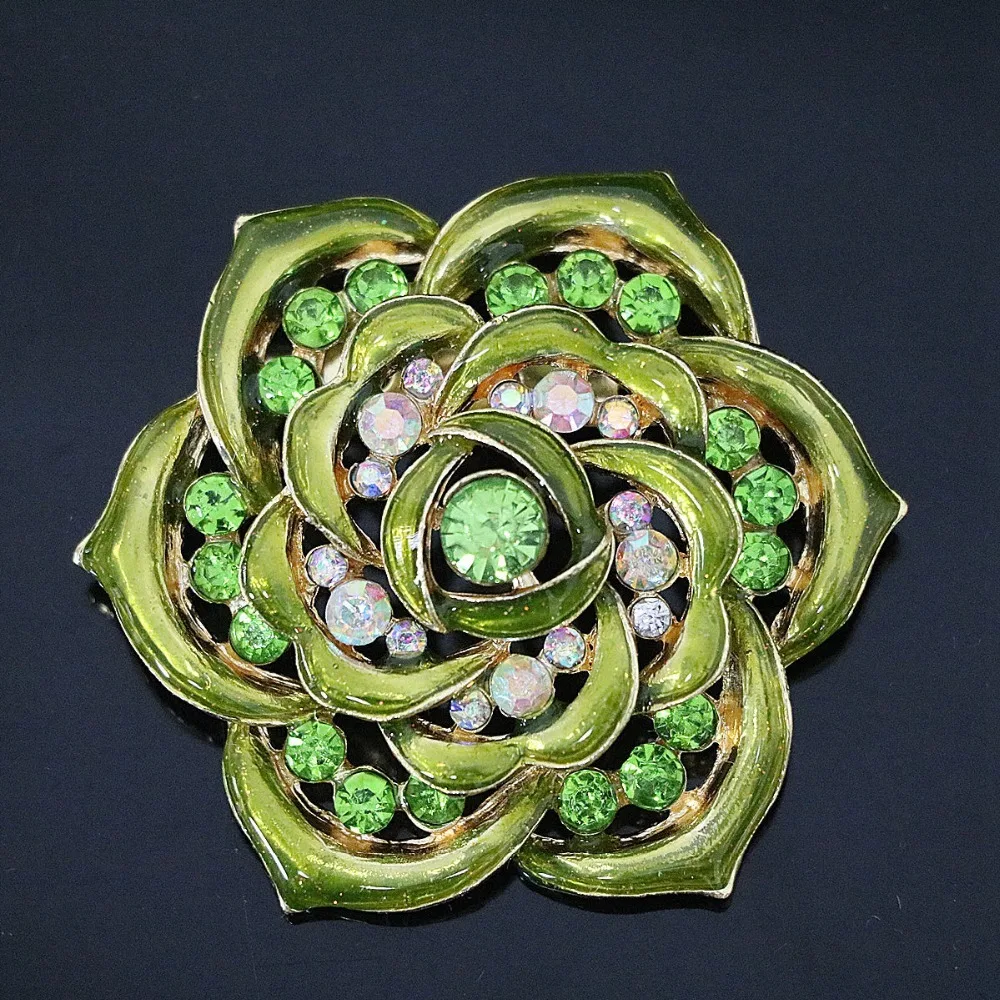 Бесплатная доставка высокого качества 57 мм цветок брошь цвета радуги со стразами