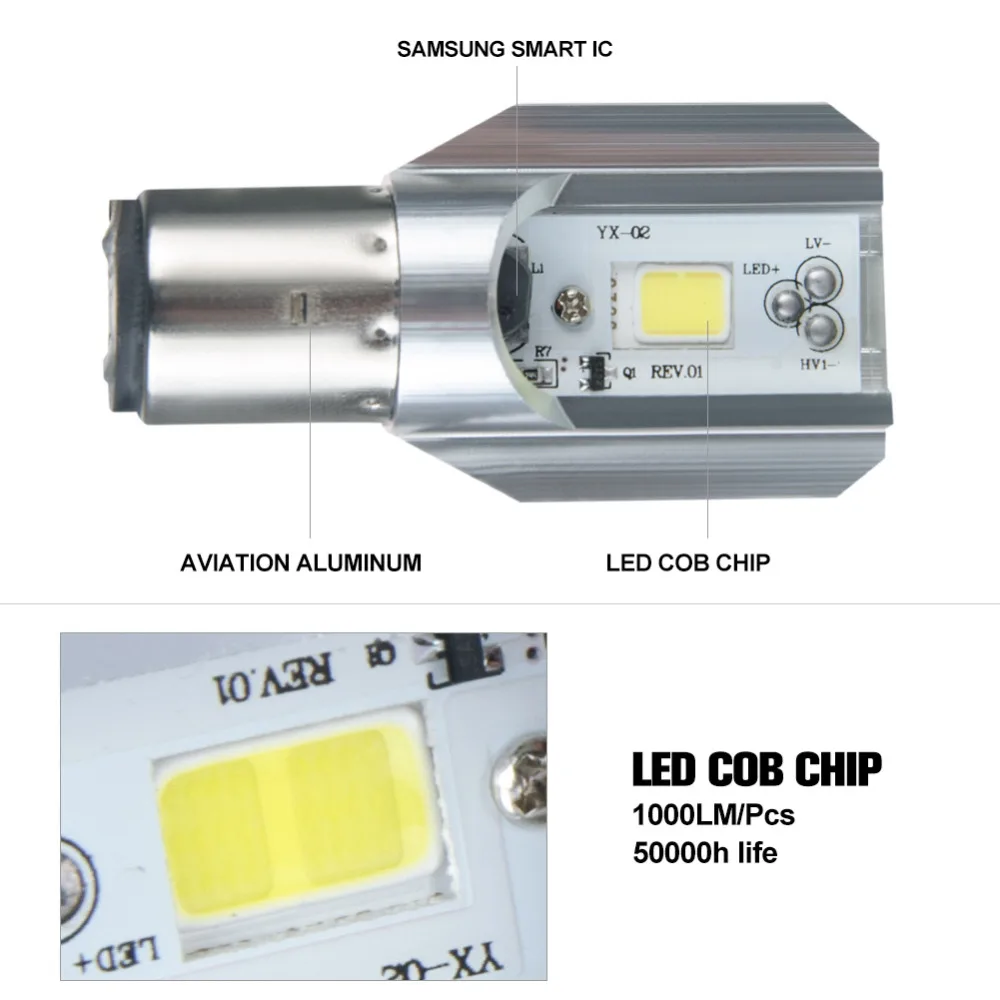 VooVoo Автомобильные фары BA20D / H4 LED HS1 COB мотоциклетные ближнего/дальнего света лампы