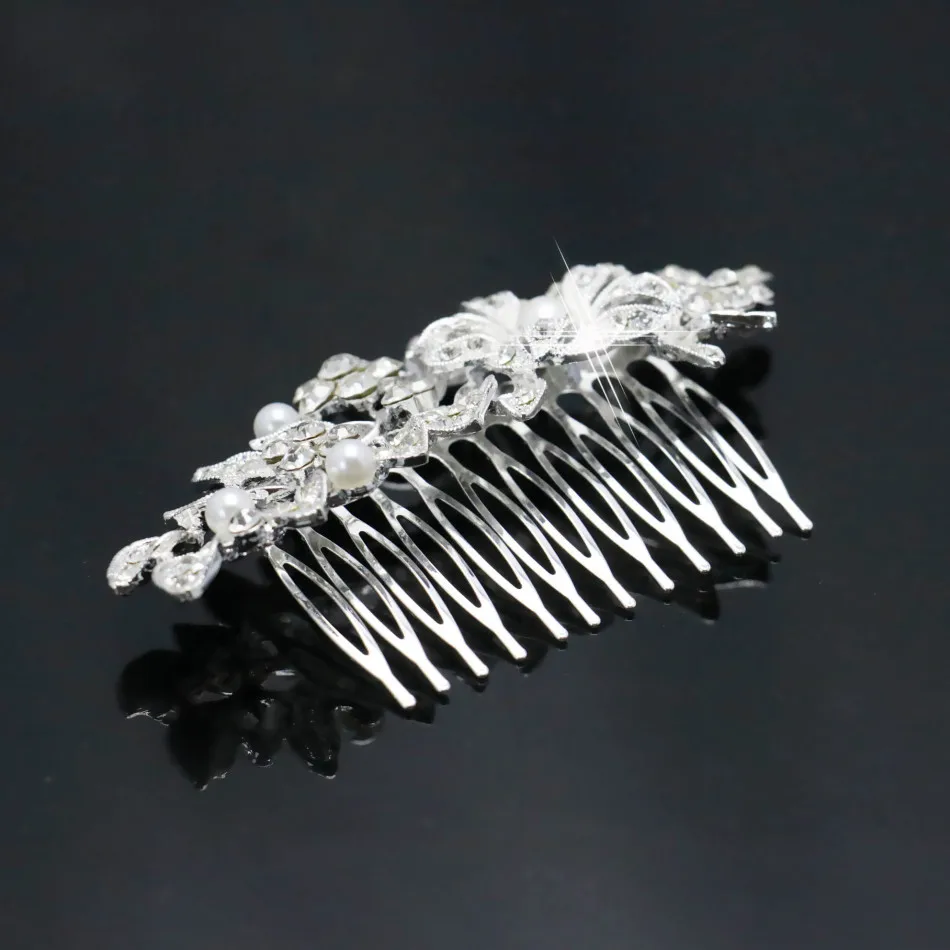 Трендовая свадебная тиара расчески для волос с блестящим серебряным покрытием и