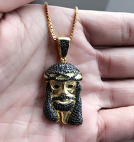 promotion mens jesus piece pendant micro cz punk rock hip hop statement necklace rap jewelry for boy
