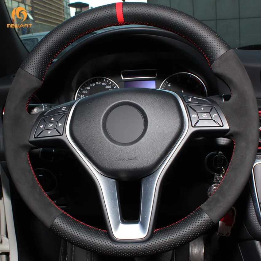 MEWANT черная замшевая накладка на руль из натуральной кожи для Mercedes Benz C200 C250 C300 B250