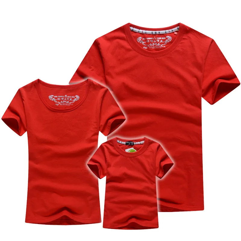 Однотонные Семейные футболки парные Летний стиль подходящая женская футболка