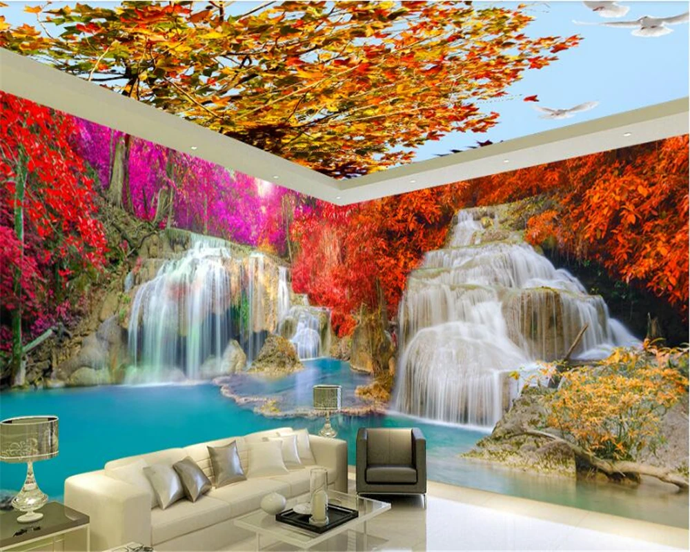 

beibehang Thick large-scale wallpaper beautiful waterfall scenery 3D theme space background wall papers home decor papier peint