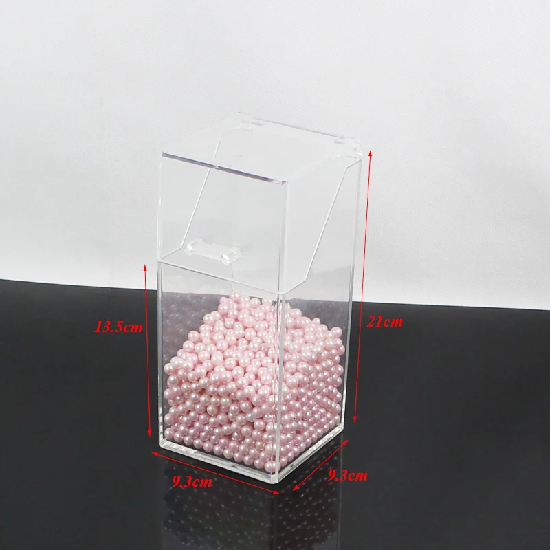 pearl with box 2 Прозрачный Органайзер кисточек для макияжа с жемчугом держатель кисти коробка Косметическая подставка для карандашей пластиковый ящик для хранения 9,3*9,3*21 см - Цвет: pearl with box 2