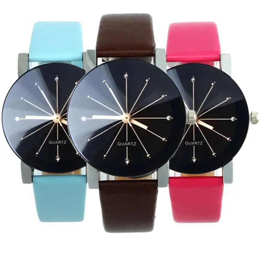 Модные часы унисекс 2017 женские и мужские повседневные из кожи Цифровые Кварцевые